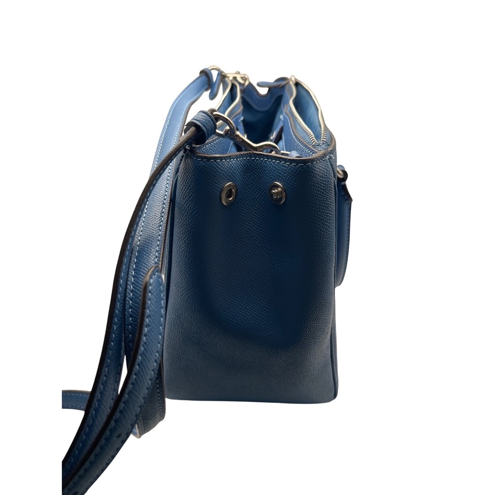 Coach Christie Carryall Blue Crossgrain Leather Satchel Bag F11925 - Picture 9 of 16